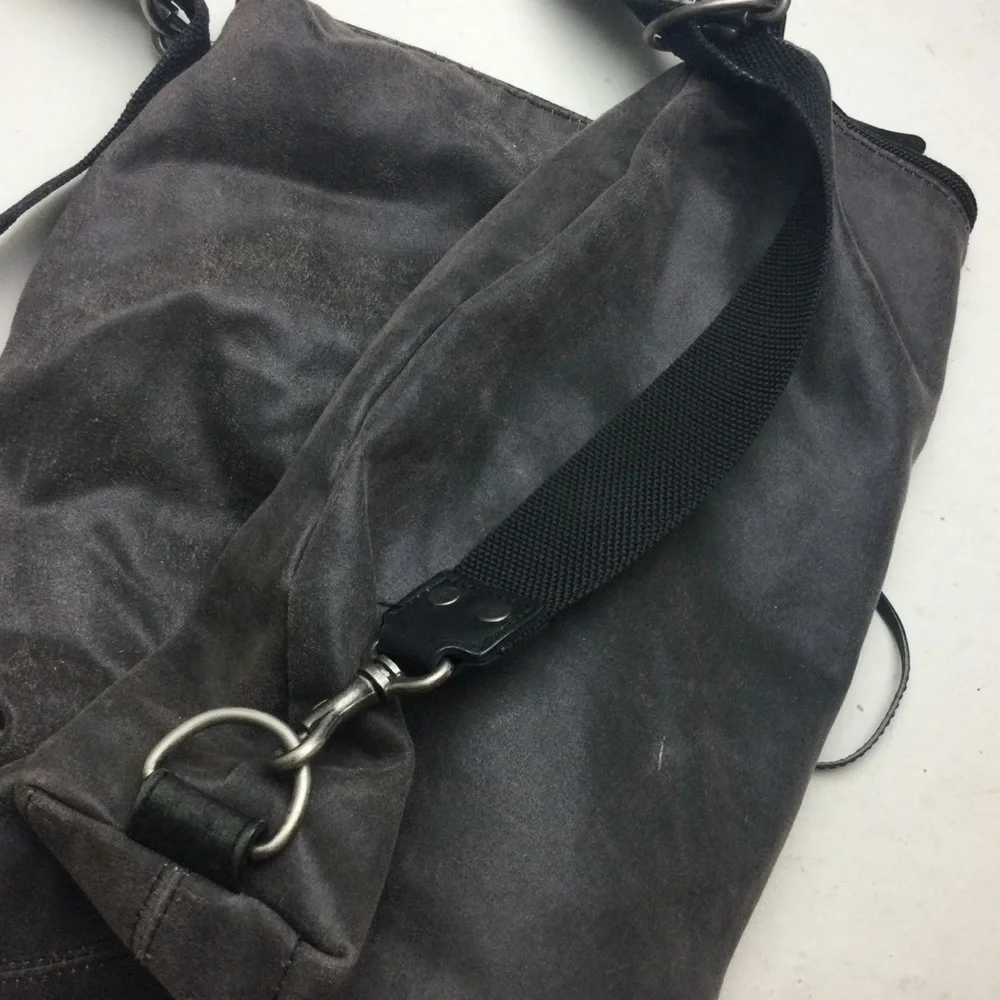 Art-Berg Do Gray Suede Zip Top Adjustable Shoulder Messenger Bag